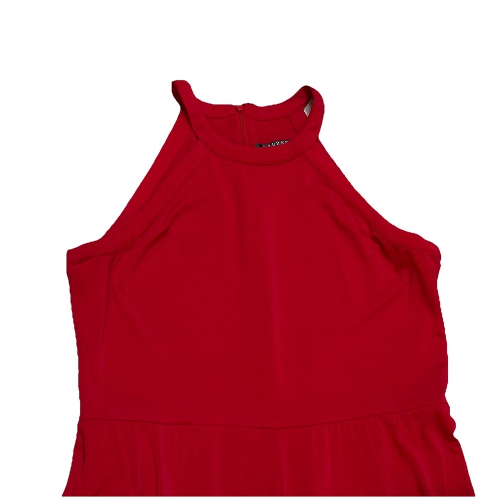 Lauren Ralph Lauren Jumpsuit Women X-Large Red Crepe Stretch Wide Leg - Picture 4 of 9